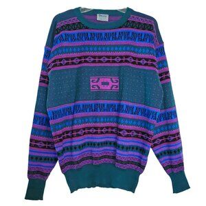 Meister Vintage Retro Wool Blend Abstract Ski Sweater